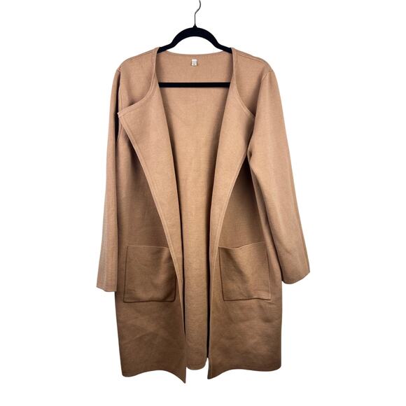 ANRABESS Open Front Knit Tan Cardigan Coatigan Long Lightweight Jacket - Picture 3 of 13